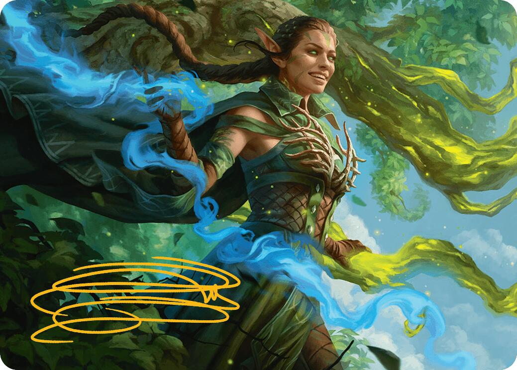 Nissa, Worldsoul Speaker Art Card (Gold-Stamped Signature) [Aetherdrift Art Series] | Galactic Gamez