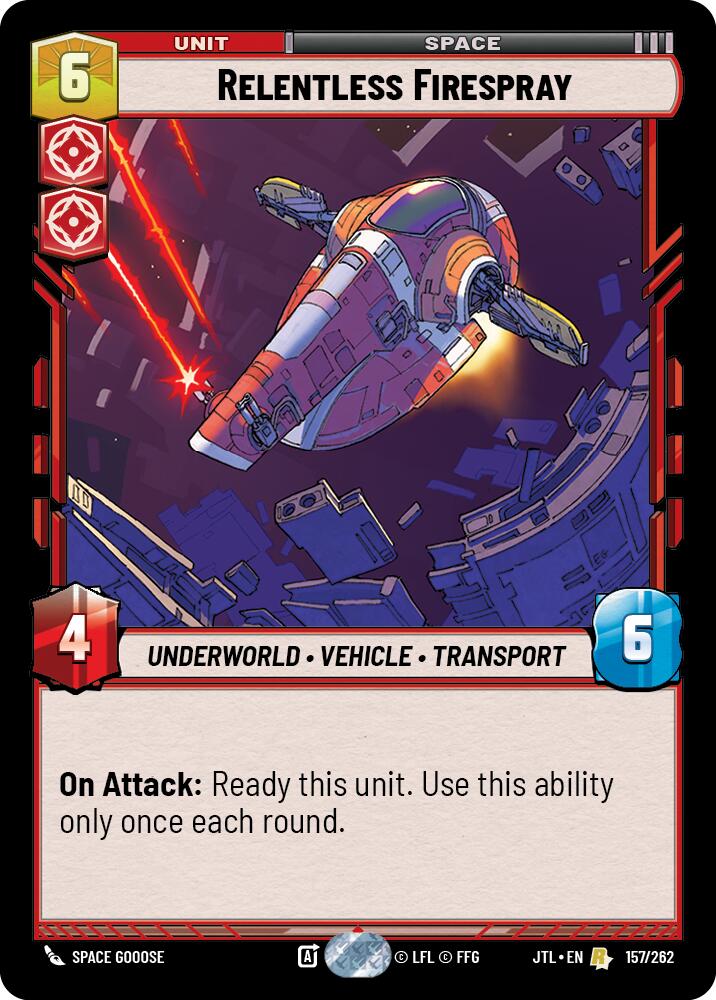 Relentless Firespray (157/262) (157/257) [Jump to Lightspeed] | Galactic Gamez