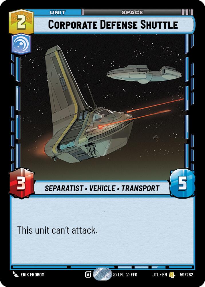 Corporate Defense Shuttle (059/262) (059/262) [Jump to Lightspeed] | Galactic Gamez