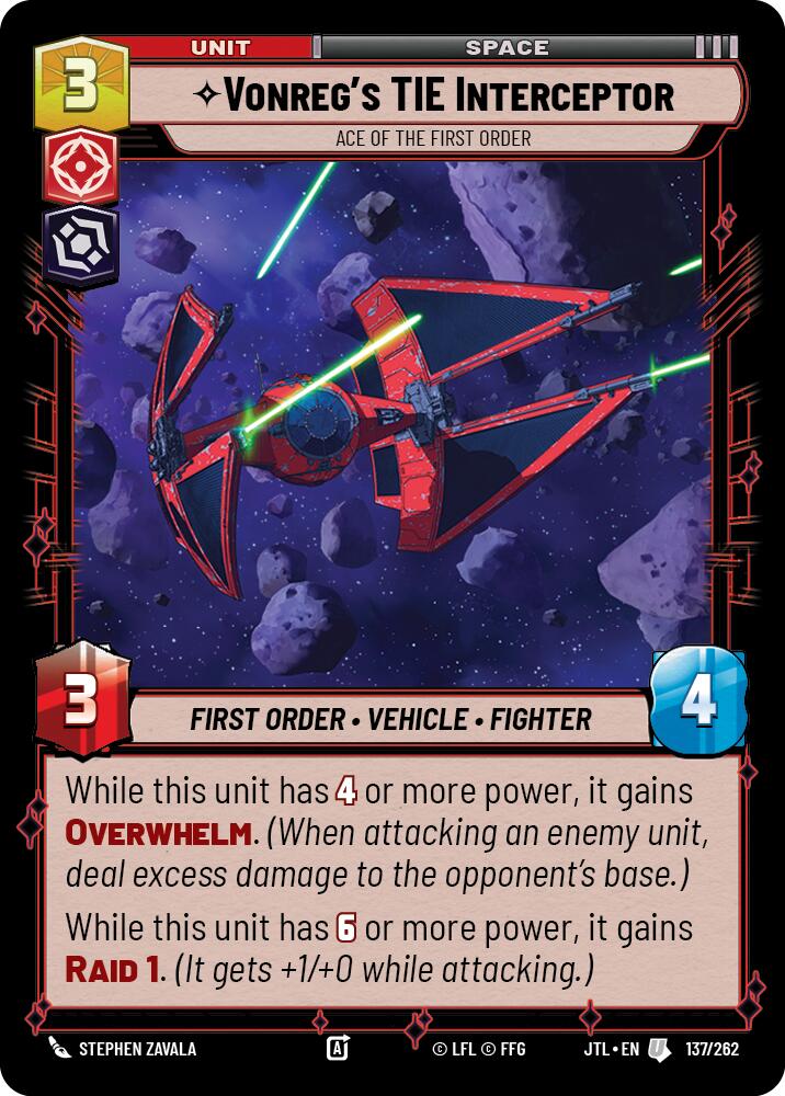 Vonreg's TIE Interceptor - Ace of the First Order (137/262) (137/262) [Jump to Lightspeed] | Galactic Gamez