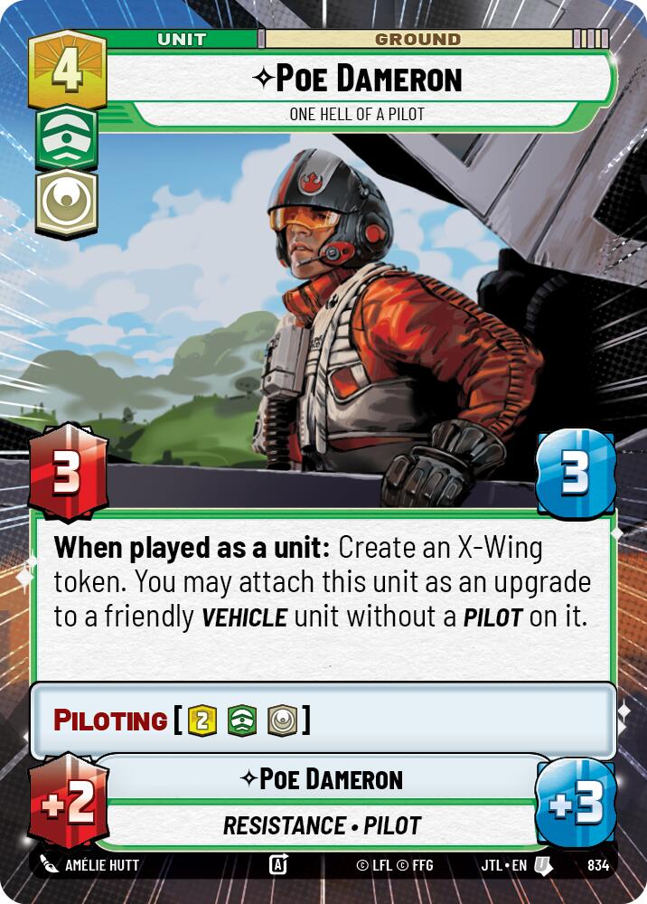 Poe Dameron - One Hell of a Pilot (834) (Hyperspace Foil) (834) [Jump to Lightspeed] | Galactic Gamez