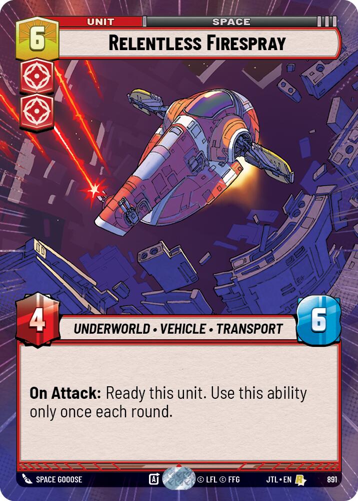 Relentless Firespray (891) (Hyperspace Foil) (891) [Jump to Lightspeed] | Galactic Gamez
