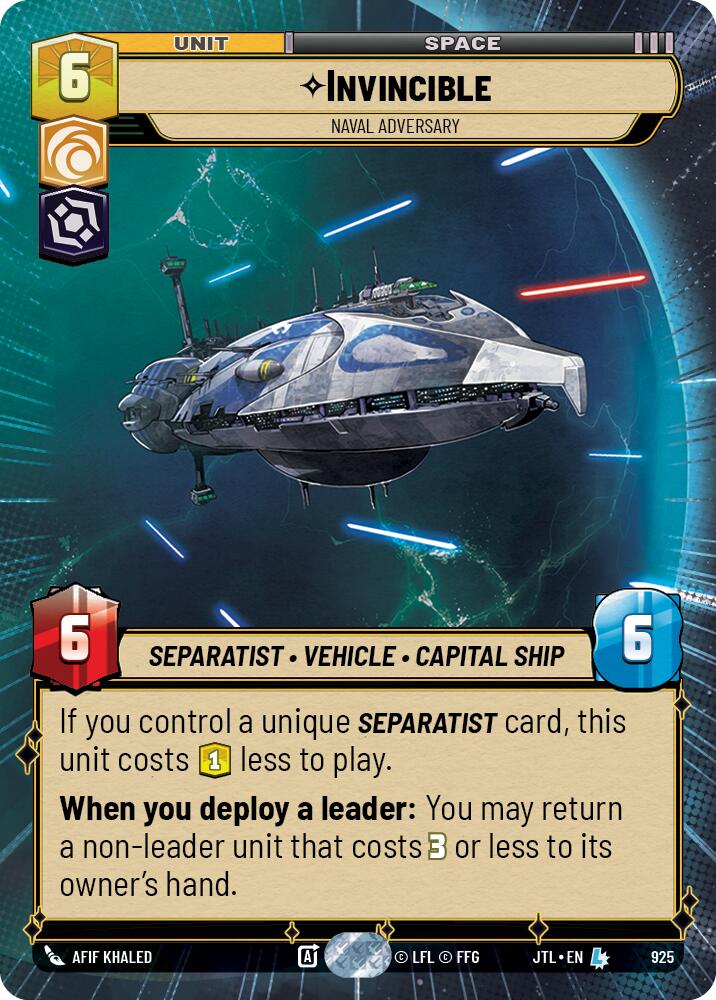 Invincible - Naval Adversary (925) (Hyperspace Foil) (925) [Jump to Lightspeed] | Galactic Gamez