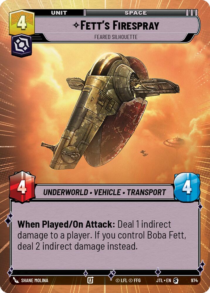 Fett's Firespray - Feared Silhouette (974) (Hyperspace Foil) (974) [Jump to Lightspeed] | Galactic Gamez
