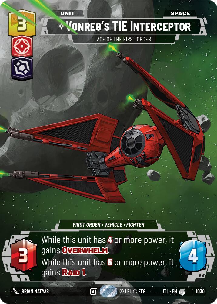 Vonreg's TIE Interceptor - Ace of the First Order (1030) (Prestige) (1030) [Jump to Lightspeed] | Galactic Gamez