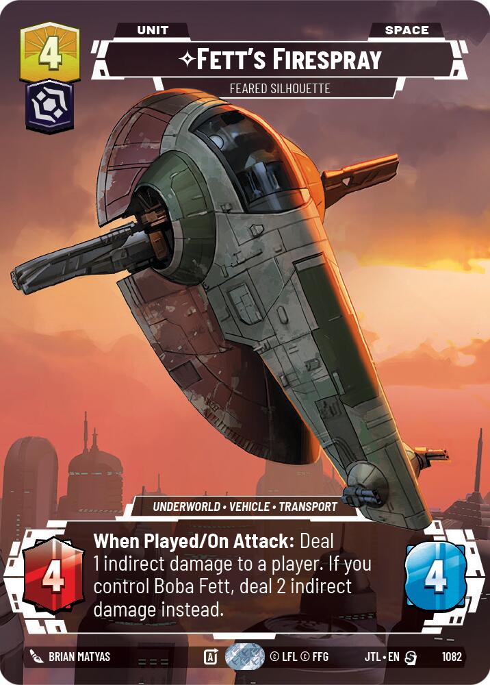 Fett's Firespray - Feared Silhouette (1082) (Prestige Foil) (1082) [Jump to Lightspeed] | Galactic Gamez