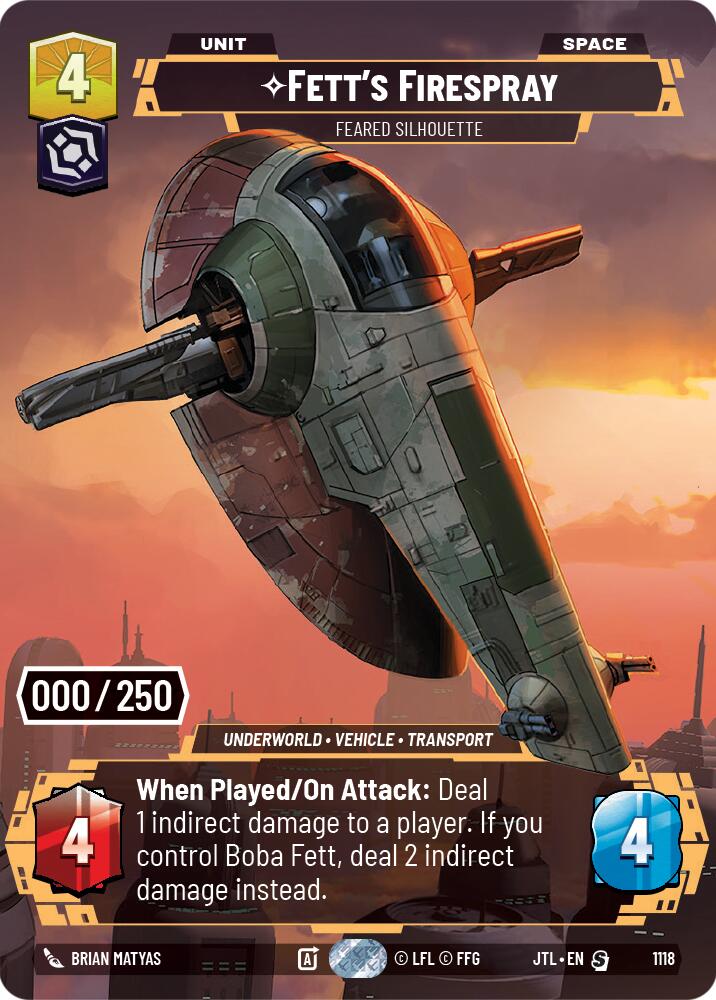 Fett's Firespray - Feared Silhouette (1118) (Serialized) (1118) [Jump to Lightspeed] | Galactic Gamez
