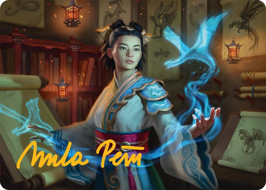 Dragonologist Art Card (6/54) (Gold-Stamped Signature) [Tarkir: Dragonstorm Art Series] | Galactic Gamez