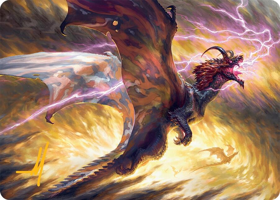 Stormscale Scion Art Card (17/54) (Gold-Stamped Signature) [Tarkir: Dragonstorm Art Series] | Galactic Gamez
