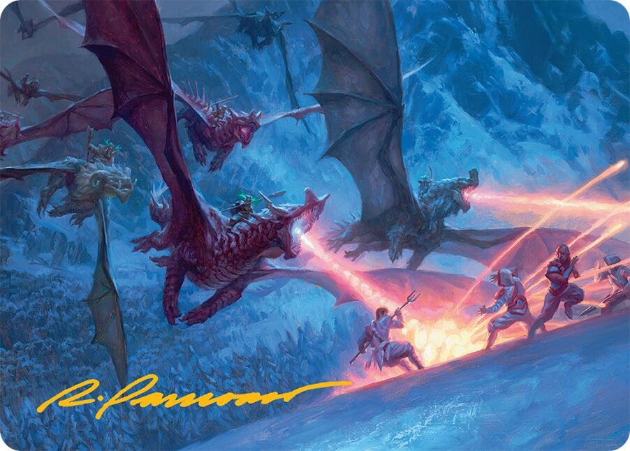 Dragonback Assault Art Card (22/54) (Gold-Stamped Signature) [Tarkir: Dragonstorm Art Series] | Galactic Gamez
