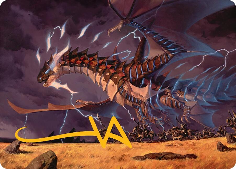 Neriv, Heart of the Storm Art Card (25/54) (Gold-Stamped Signature) [Tarkir: Dragonstorm Art Series] | Galactic Gamez