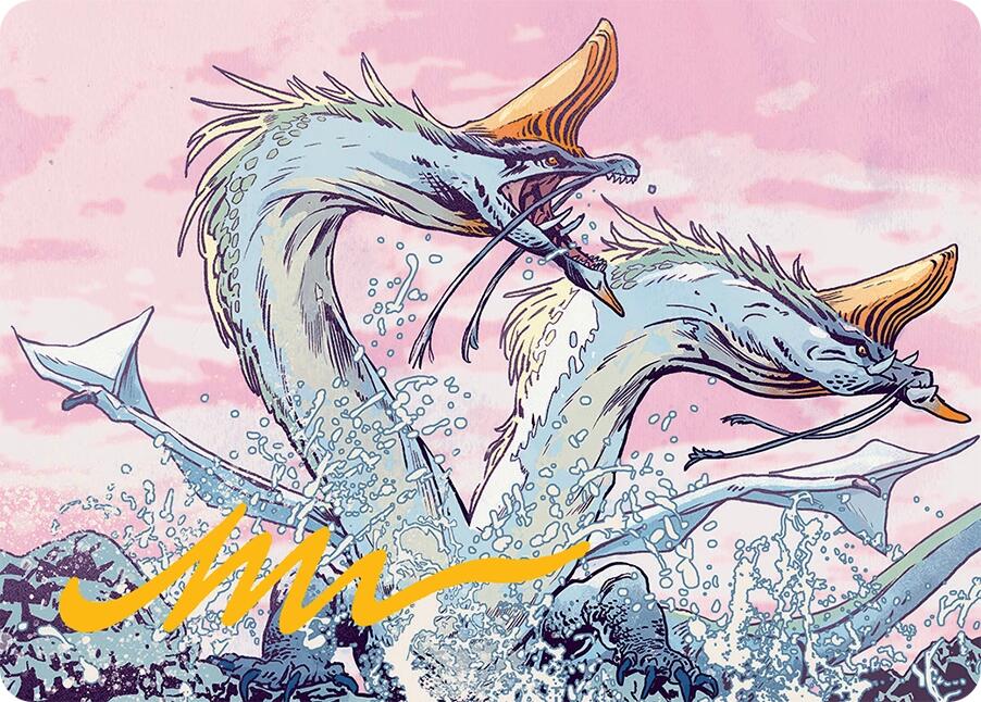 Twinmaw Stormbrood Art Card (39/54) (Gold-Stamped Signature) [Tarkir: Dragonstorm Art Series] | Galactic Gamez