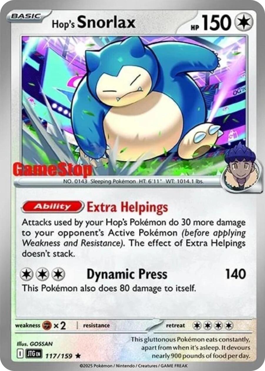 Hop's Snorlax (117/159) (GameStop) (Cosmos Holo) [Scarlet & Violet: Journey Together] | Galactic Gamez