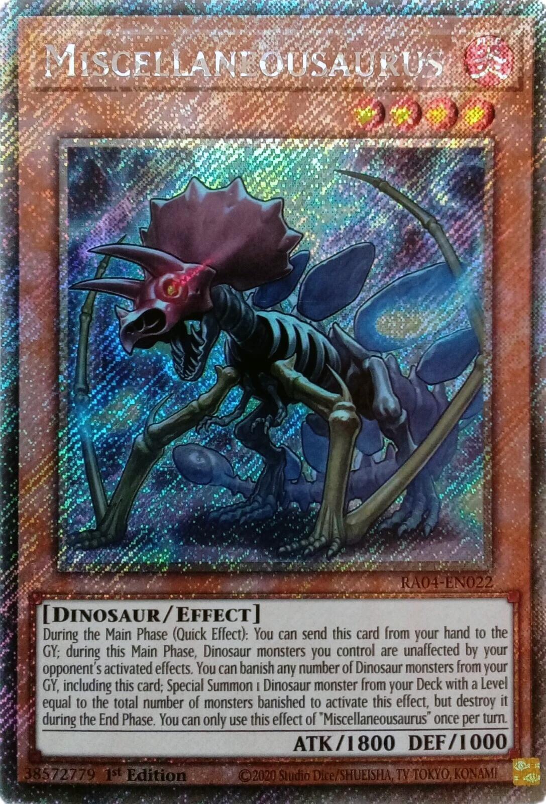 Miscellaneousaurus [RA04-EN022] Platinum Secret Rare | Galactic Gamez
