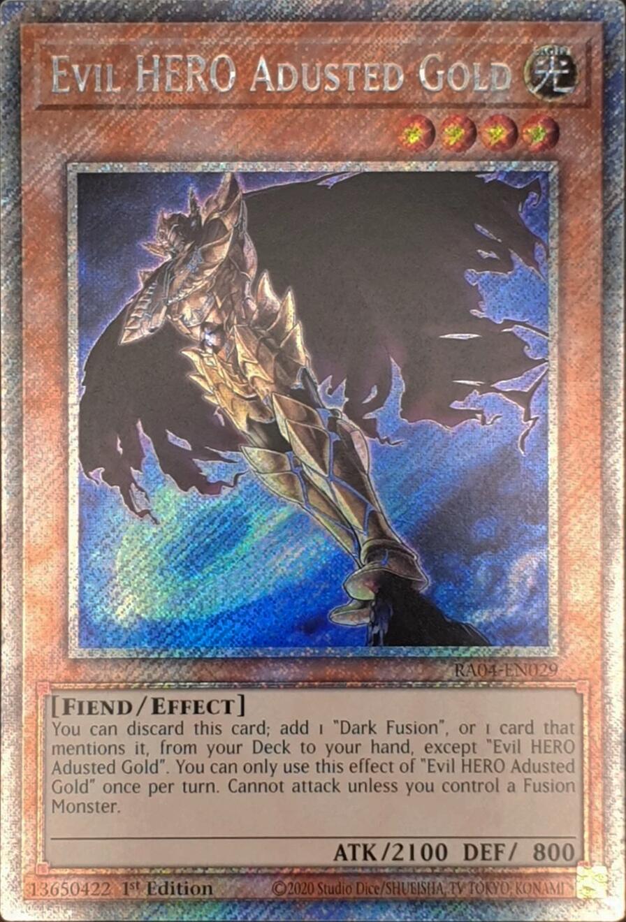 Evil HERO Adusted Gold [RA04-EN029] Platinum Secret Rare | Galactic Gamez