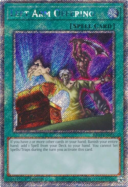 Left Arm Offering [RA04-EN086] Platinum Secret Rare | Galactic Gamez