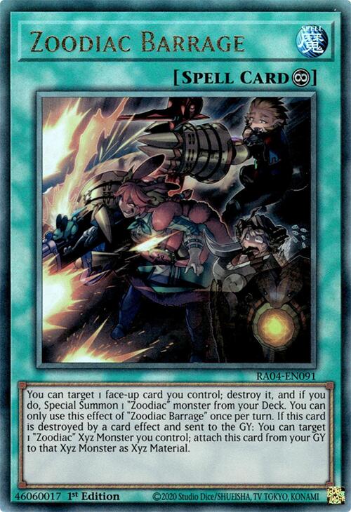Zoodiac Barrage [RA04-EN091] Prismatic Ultimate Rare | Galactic Gamez