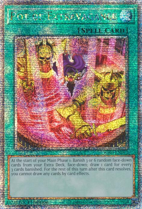 Pot of Extravagance (New Art) [RA04-EN093] Quarter Century Secret Rare | Galactic Gamez