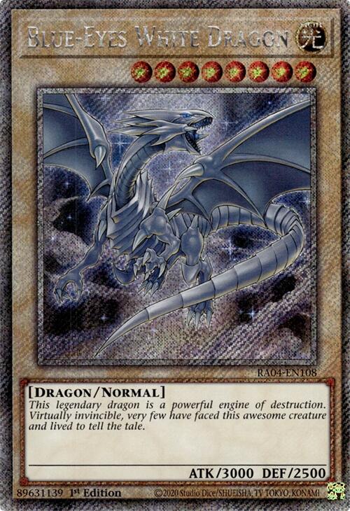 Blue-Eyes White Dragon (8th Art) [RA04-EN108] Platinum Secret Rare | Galactic Gamez