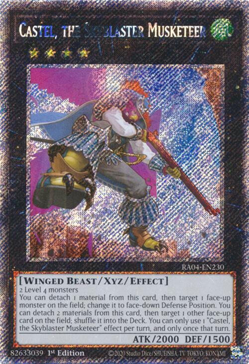 Castel, the Skyblaster Musketeer [RA04-EN230] Platinum Secret Rare | Galactic Gamez