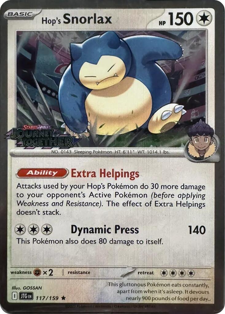 Hop's Snorlax (117/159) (Cosmos Holo) [Scarlet & Violet: Journey Together] | Galactic Gamez