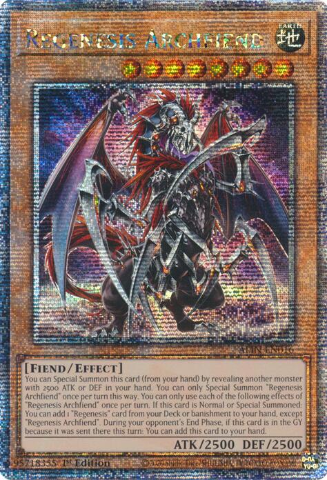Regenesis Archfiend [ALIN-EN016] Quarter Century Secret Rare | Galactic Gamez