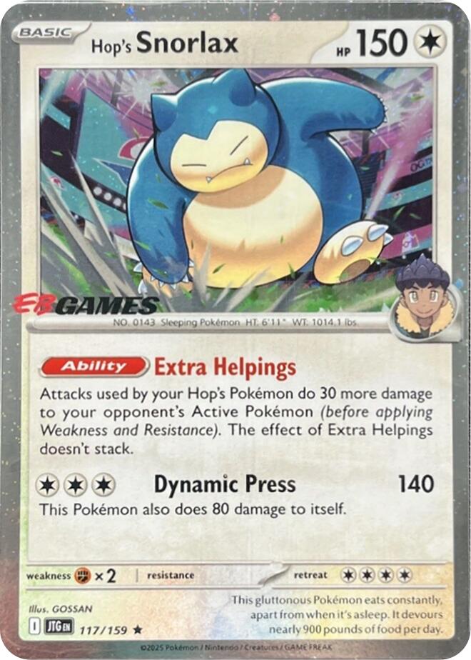 Hop's Snorlax (117/159) (EB Games) (Cosmos Holo) [Scarlet & Violet: Journey Together] | Galactic Gamez