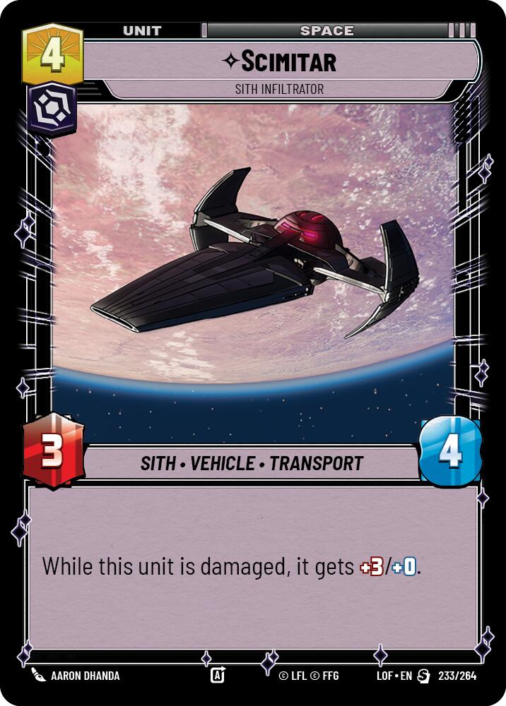 Scimitar - Sith Infiltrator (233/264) (233/264) [Legends of the Force] | Galactic Gamez