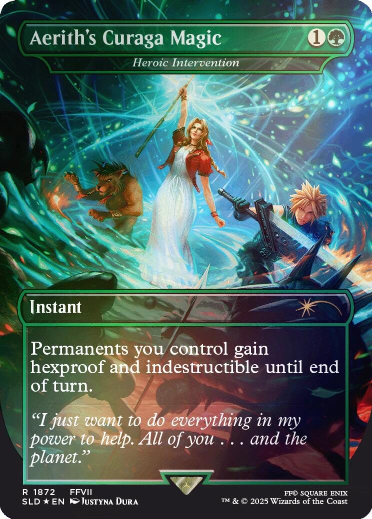 Aerith's Curaga Magic - Heroic Intervention (Rainbow Foil) [Secret Lair Drop Series] | Galactic Gamez