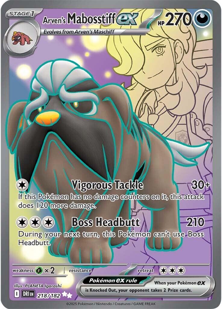 Arven's Mabosstiff ex (218/182) [Scarlet & Violet: Destined Rivals] | Galactic Gamez