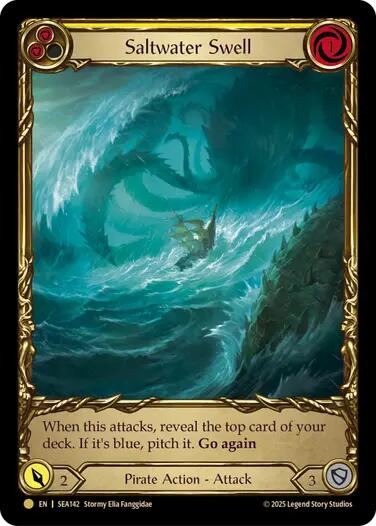 Saltwater Swell (Yellow) (Treasure) [SEA142] (High Seas)  Cold Foil | Galactic Gamez