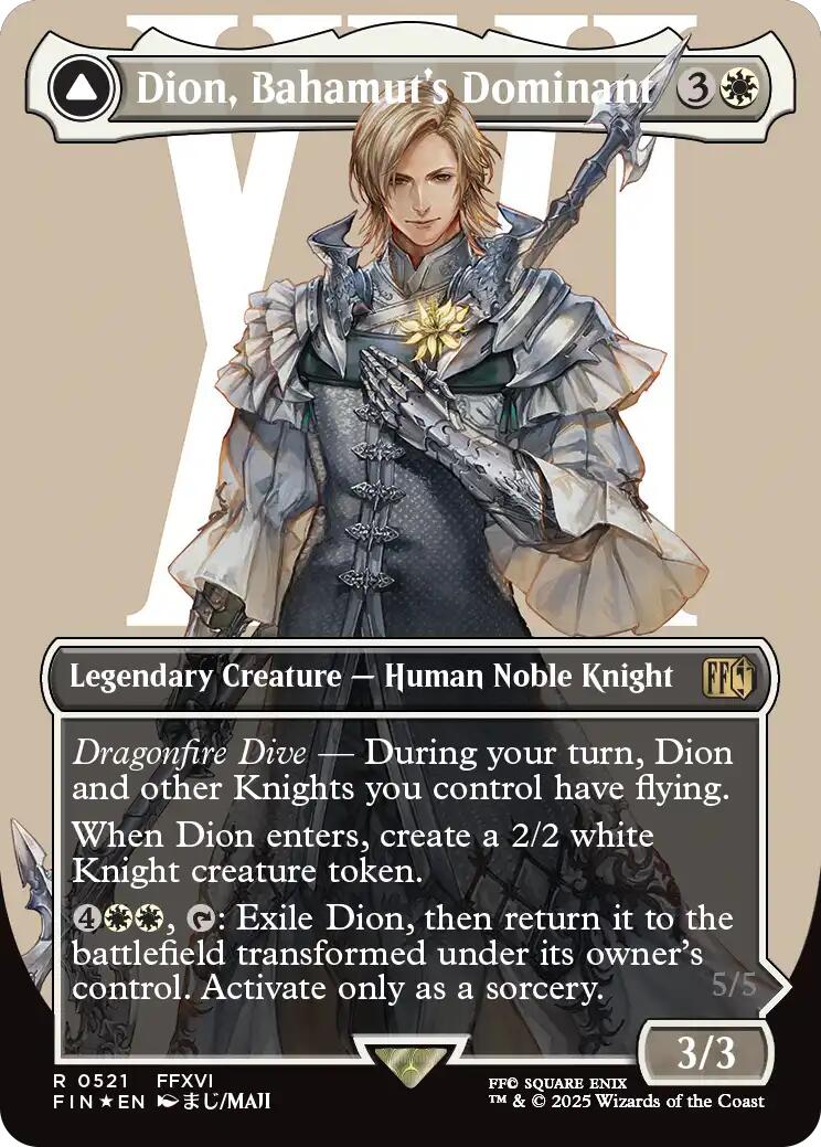 Dion, Bahamut's Dominant // Bahamut, Warden of Light (Borderless) (Surge Foil) [FINAL FANTASY] | Galactic Gamez