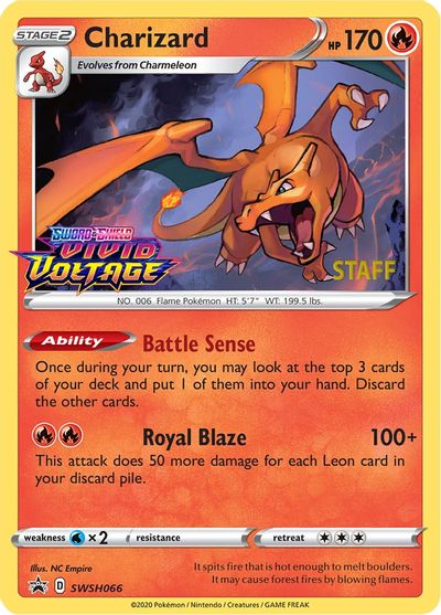 Charizard (SWSH066) (Staff Prerelease Promo) [Sword & Shield: Black Star Promos] | Galactic Gamez