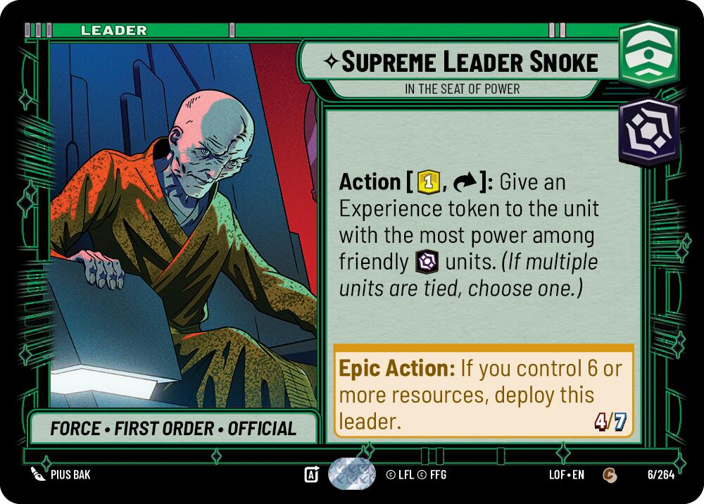 Supreme Leader Snoke - In the Seat of Power (006/264) (006/264) [Legends of the Force] | Galactic Gamez