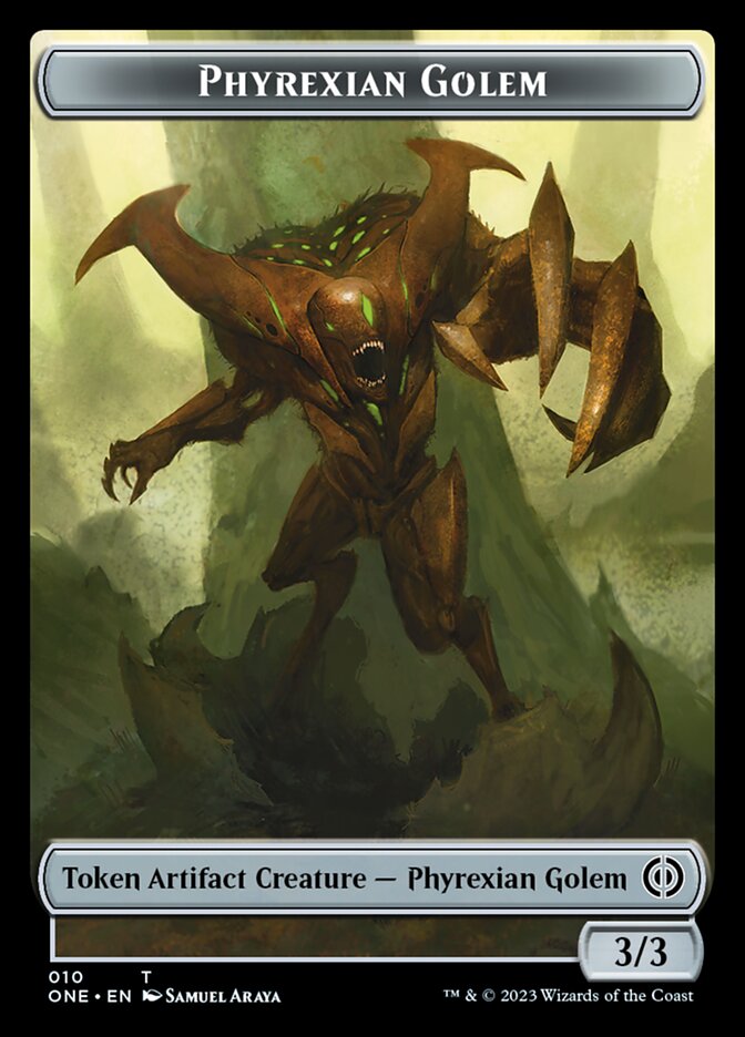 Rebel // Phyrexian Golem Double-Sided Token [Phyrexia: All Will Be One Tokens] | Galactic Gamez