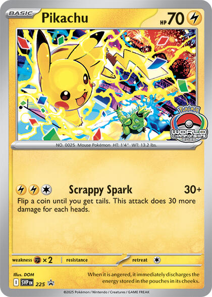 Pikachu (225) (World Championship 2025) [Scarlet & Violet: Black Star Promos] | Galactic Gamez