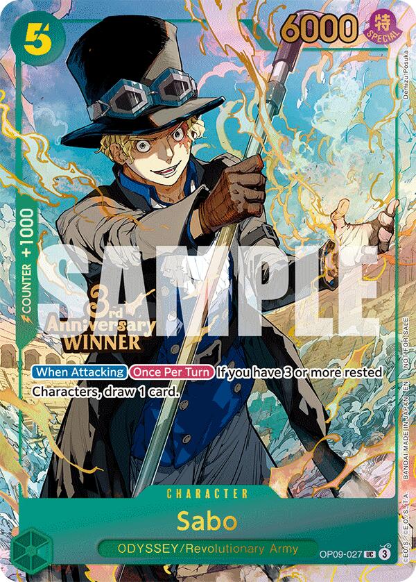 Sabo (OP09-027) (3rd Anniversary Winner) [One Piece Promotion Cards] | Galactic Gamez