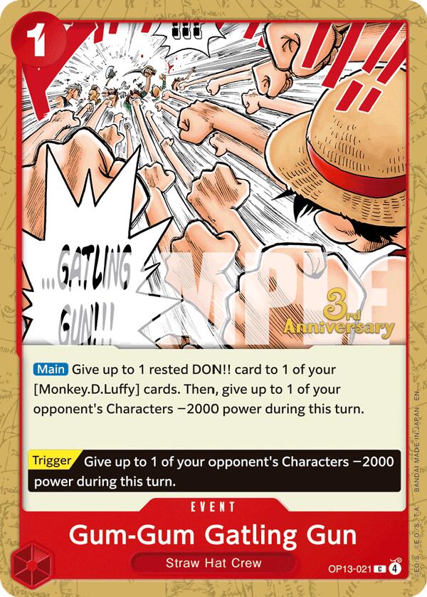 Gum-Gum Gatling Gun [Carrying On His Will: 3rd Anniversary Tournament Cards] | Galactic Gamez
