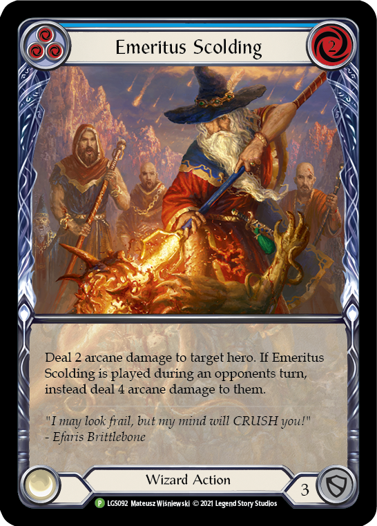 Emeritus Scolding (Blue Extended Art) [LGS092] (Promo)  Rainbow Foil | Galactic Gamez