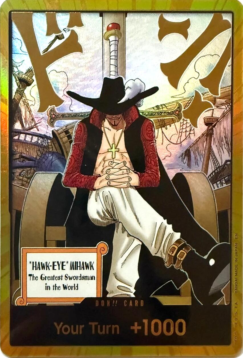 DON!! Card (Dracule Mihawk) (Gold) [The Azure Sea's Seven] | Galactic Gamez