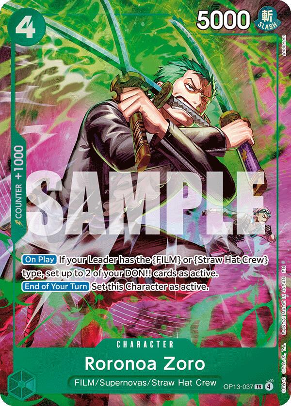 Roronoa Zoro (OP13-037) (Treasure Rare) [Adventure on Kami's Island] | Galactic Gamez