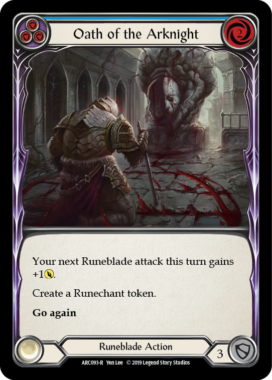Oath of the Arknight (Blue) [ARC093-R] (Arcane Rising)  1st Edition Rainbow Foil | Galactic Gamez
