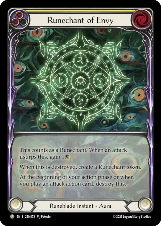 Runechant of Envy (Yellow) [GEM178-RF] (GEM Pack 5)  Rainbow Foil | Galactic Gamez