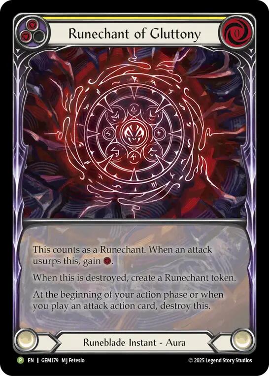 Runechant of Gluttony (Yellow) [GEM179-RF] (GEM Pack 5)  Rainbow Foil | Galactic Gamez