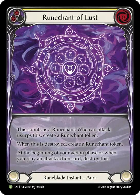 Runechant of Lust (Yellow) [GEM180-RF] (GEM Pack 5)  Rainbow Foil | Galactic Gamez