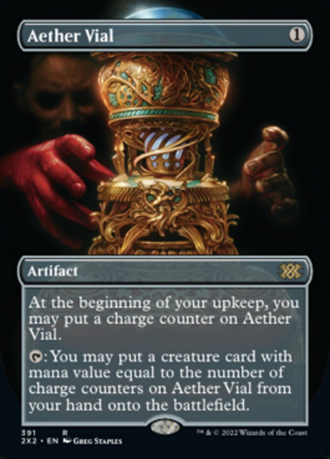 Aether Vial (Borderless Alternate Art) [Double Masters 2022] | Galactic Gamez