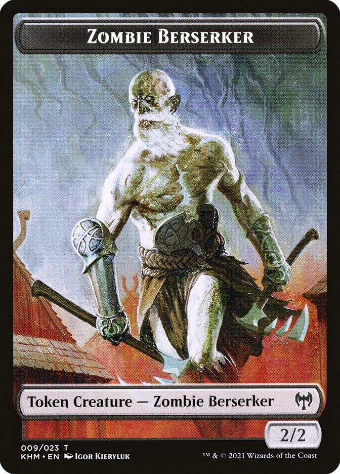 Elf Warrior // Zombie Berserker Double-Sided Token [Kaldheim Tokens] | Galactic Gamez