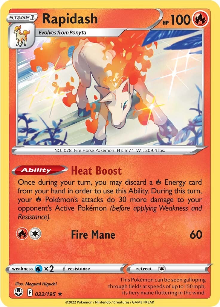 Rapidash (022/195) (Theme Deck Exclusive) [Sword & Shield: Silver Tempest] | Galactic Gamez