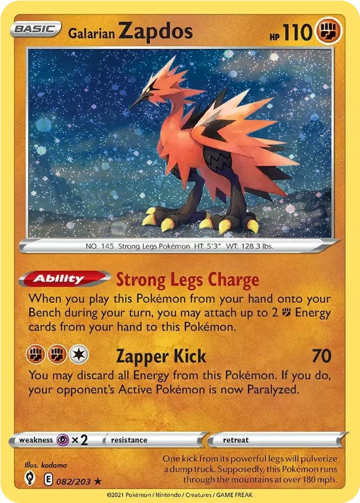 Galarian Zapdos (082/203) (Cosmos Holo) [Sword & Shield: Evolving Skies] | Galactic Gamez