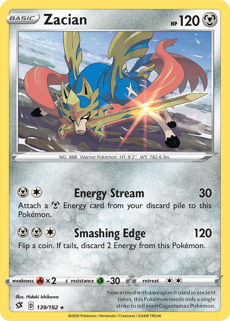 Zacian (139/192) (Cracked Ice Holo) (Theme Deck Exclusives) [Sword & Shield: Rebel Clash] | Galactic Gamez